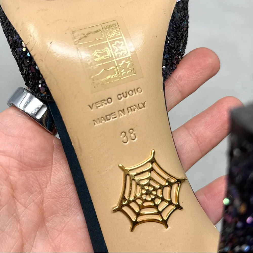 Charlotte Olympia Twilight Princess Glitter Star Ankle Strap Pointed Toe Heels - Picture 14 of 16